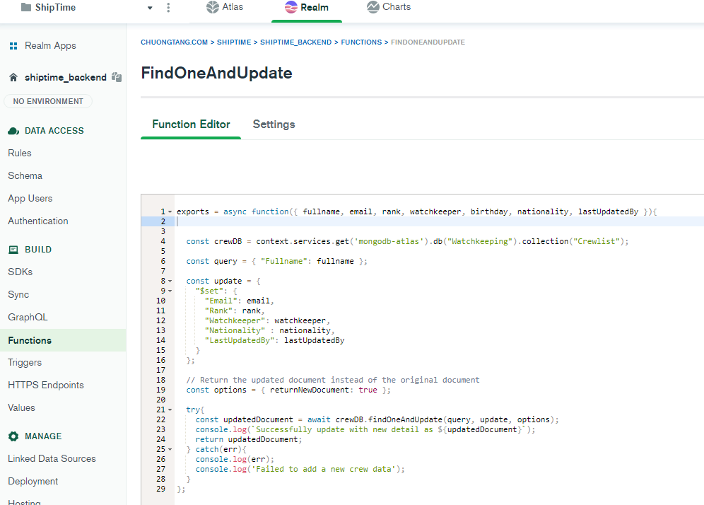Realm demo function Realm demo